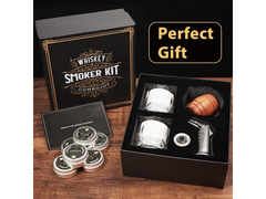 Whiskey Smoker Kit with Torch 6 Wood Chips 2 Glasses