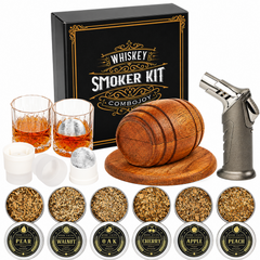 Whiskey Smoker Kit with Torch 6 Wood Chips 2 Glasses