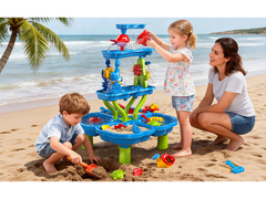 4-Tier Kids Water & Sand Play Table with Water Wheels