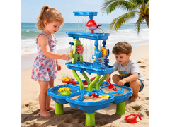4-Tier Kids Water & Sand Play Table with Water Wheels