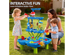 4-Tier Kids Water & Sand Play Table with Water Wheels