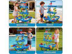 4-Tier Kids Water & Sand Play Table with Water Wheels