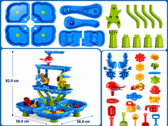 4-Tier Kids Water & Sand Play Table with Water Wheels