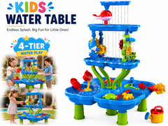 4-Tier Kids Water & Sand Play Table with Water Wheels