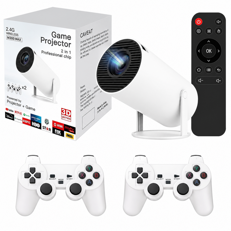 Smart Projector with Retro Games Dual Wireless Controllers