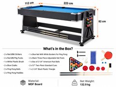 3 in 1 Pool, Air Hockey & Table Tennis