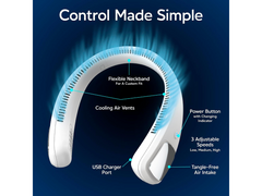 Neck Fan with 3 Speeds USB-C Rechargeable