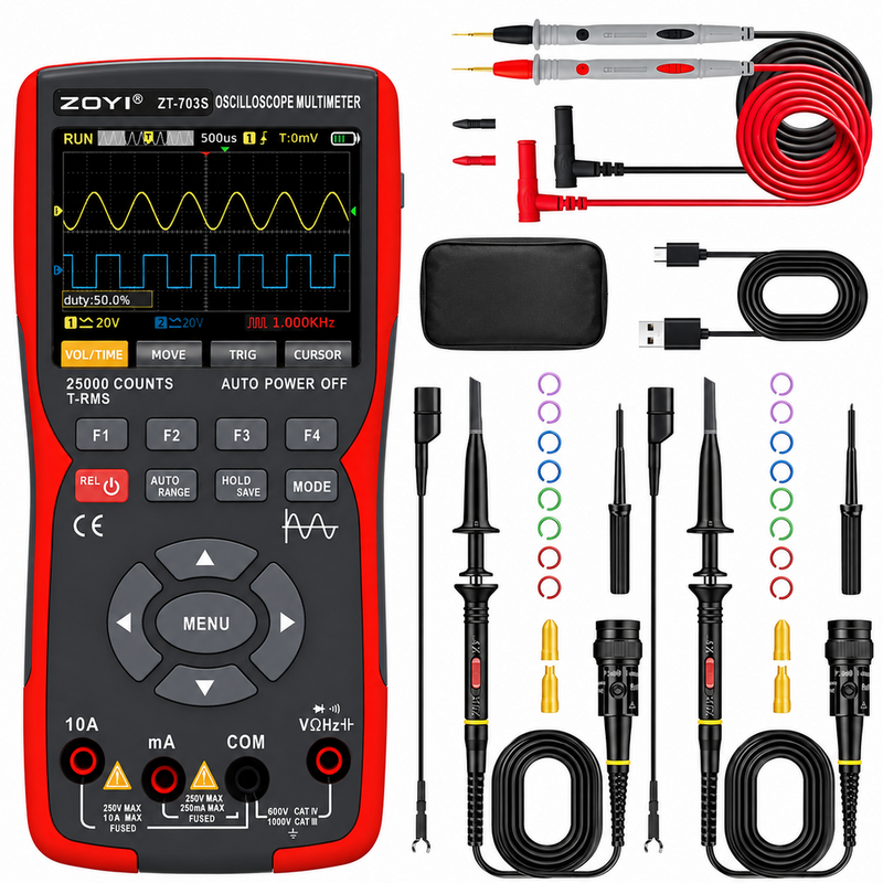 3 in 1 Automotive 50MHz Dual Channel Multimeter Signal Generator