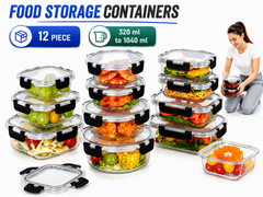 12 Piece Glass Storage Containers with Lids