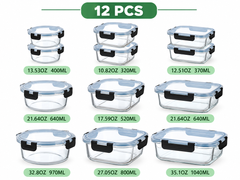 12 Piece Glass Storage Containers with Lids