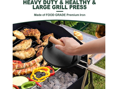 Cast Iron Grill Press 2 Pack Round and Rectangular Smash Burger Press