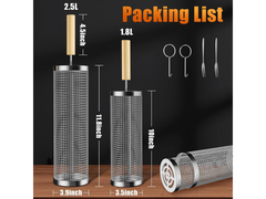Rolling Grill Basket – Stainless Steel BBQ Net Tube for Meat, Vegetables & Seafood Outdoor Cooking