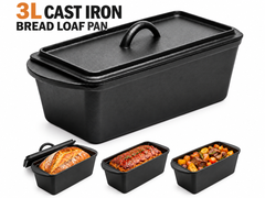 Cast Iron Pot Dutch Oven Loaf Pan with Lid