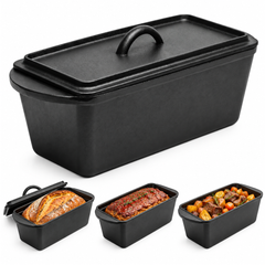 Cast Iron Pot Dutch Oven Loaf Pan with Lid