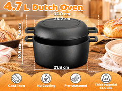 Cast Iron Dutch Oven 2 in 1 Cast Iron Dutch Oven Skillet Lid Set
