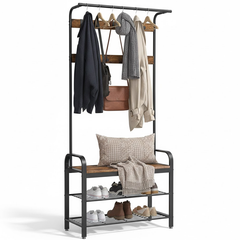 Wooden Coat Rack with Shelves Hooks by VASAGLE