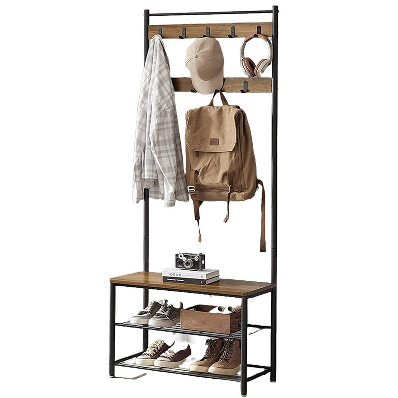 Wooden Coat Rack with Shelves Hooks by VASAGLE