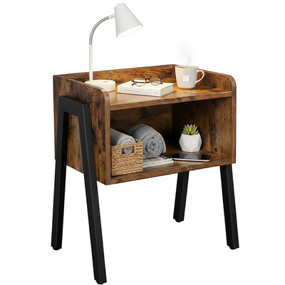 Industrial bedside table with storage