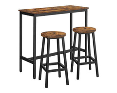 Modern Bar Table Stool Set Greige Black VASAGLE