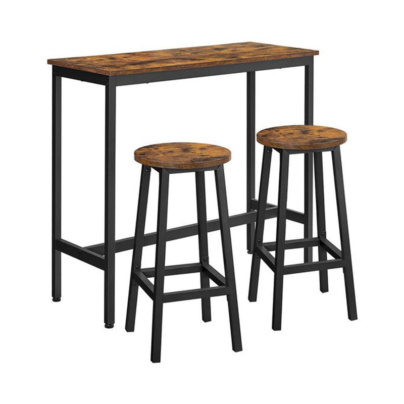 Modern Bar Table Stool Set Greige Black VASAGLE