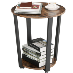 Round rustic brown side table