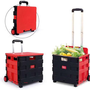 Foldable shopping trolley cart red