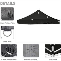 3x3 Gazebo Roof Cover Black