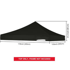 3x3 Gazebo Roof Cover Black