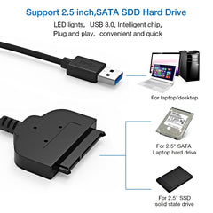 Sata To Usb Cable, Usb 3.0 To Sata Hard Drive Adapter Compatible For 2.5 Inch Hdd And Ssd