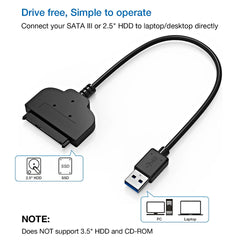 Sata To Usb Cable, Usb 3.0 To Sata Hard Drive Adapter Compatible For 2.5 Inch Hdd And Ssd