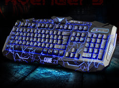 Gaming Keyboard Mouse Rainbow Backlit 2400DPI 6 Buttons Mouse