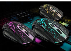 Gaming Keyboard Mouse Rainbow Backlit 2400DPI 6 Buttons Mouse