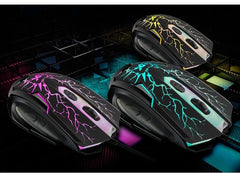 Gaming Keyboard Mouse Rainbow Backlit 2400DPI 6 Buttons Mouse