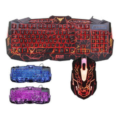 Gaming Keyboard Mouse Rainbow Backlit 2400DPI 6 Buttons Mouse