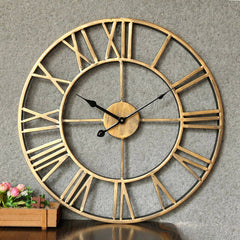 Big Retro Wrought Iron Wall Clock Roman Numerals