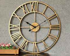 Big Retro Wrought Iron Wall Clock Roman Numerals