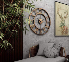 Big Retro Wrought Iron Wall Clock Roman Numerals