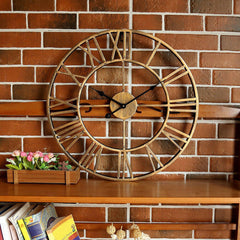 Big Retro Wrought Iron Wall Clock Roman Numerals