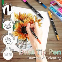 Watercolor Marker Pens Dual Tip 60pcs