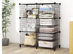 6 Cubes Black DIY Wire Storage Shelves Wardrobe