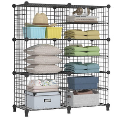 6 Cubes Black DIY Wire Storage Shelves Wardrobe