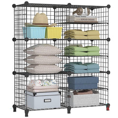 6 Cubes Black DIY Wire Storage Shelves Wardrobe