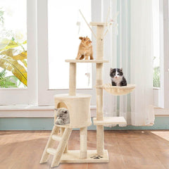 Cat Tree With Scratching Posts Perches, Basket Lounger And Ladder - The Shopsite
