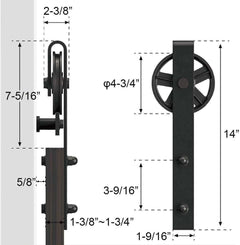 Barn Door Hardware I - Shaped Rollers Track Rail 1.83m - The Shopsite