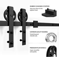 Barn Door Hardware I - Shaped Rollers Track Rail 2m - The Shopsite