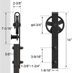 Barn Door Hardware I - Shaped Rollers Track Rail 3M - The Shopsite