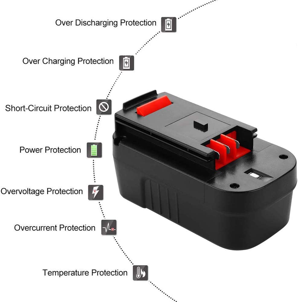 HPB18-OPE 18V 3.6Ah Replacement Battery Compatible with Black and Decker  18V Battery Ni-Mh Slide HPB18 244760-00 FSB18 A1718 FS18FL Firestorm  Cordless Power Tools 
