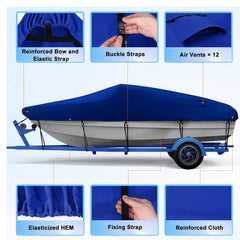 Boat Cover Trailerable  Heavy Duty Boat Cover Blue 14Ft to 16FT
