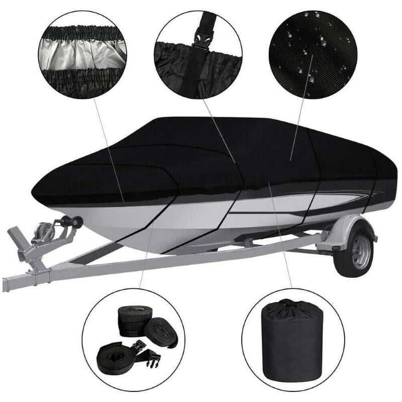 Trailerable Boat Cover Boat Cover 600D 16ft Black - The Shopsite