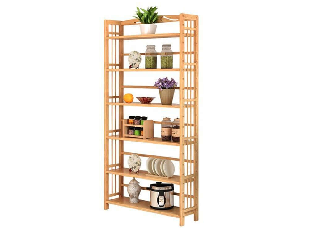 6 Tier Bamboo Bookshelf 177x70cm - The Shopsite
